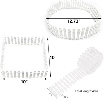 Prsildan Miniature Fairy Garden Fence, 40"(L) x 2"(H) DIY Wood Picket Fence Mini Ornament for