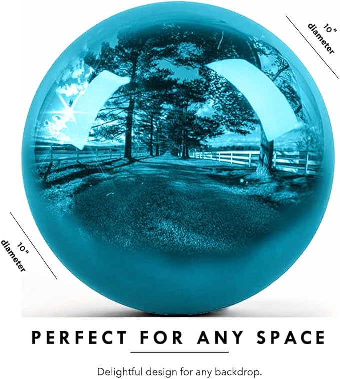 10 Inch Stainless Steel Gazing Globe, Hollow Ball Mirrored Surface Polished Shiny Sphere,Garden