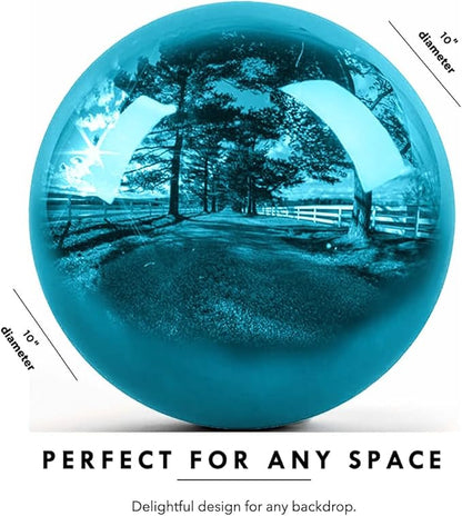 10 Inch Stainless Steel Gazing Globe, Hollow Ball Mirrored Surface Polished Shiny Sphere,Garden
