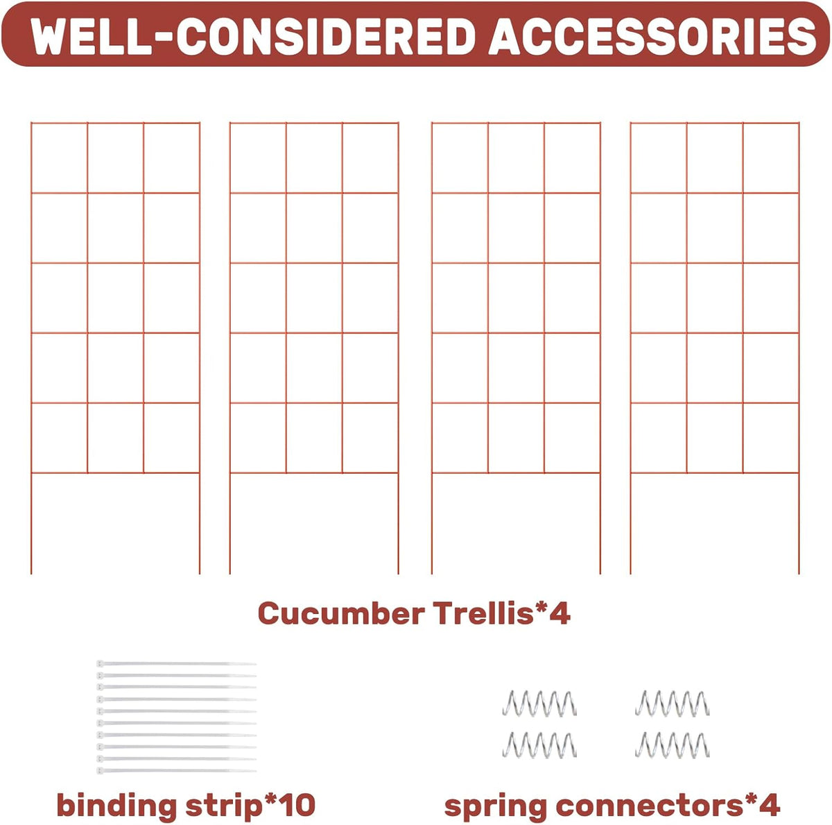 DOEWORKS Cucumber Trellis, 48" High Foldable A Frame Garden Trellis, 2 Pack, Plant Support for