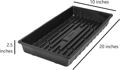 SUNPACK 10" x 20" Extra Strength Plastic Seed Starting Tray, Black, 2.5" - No Drainage Holes, Ideal