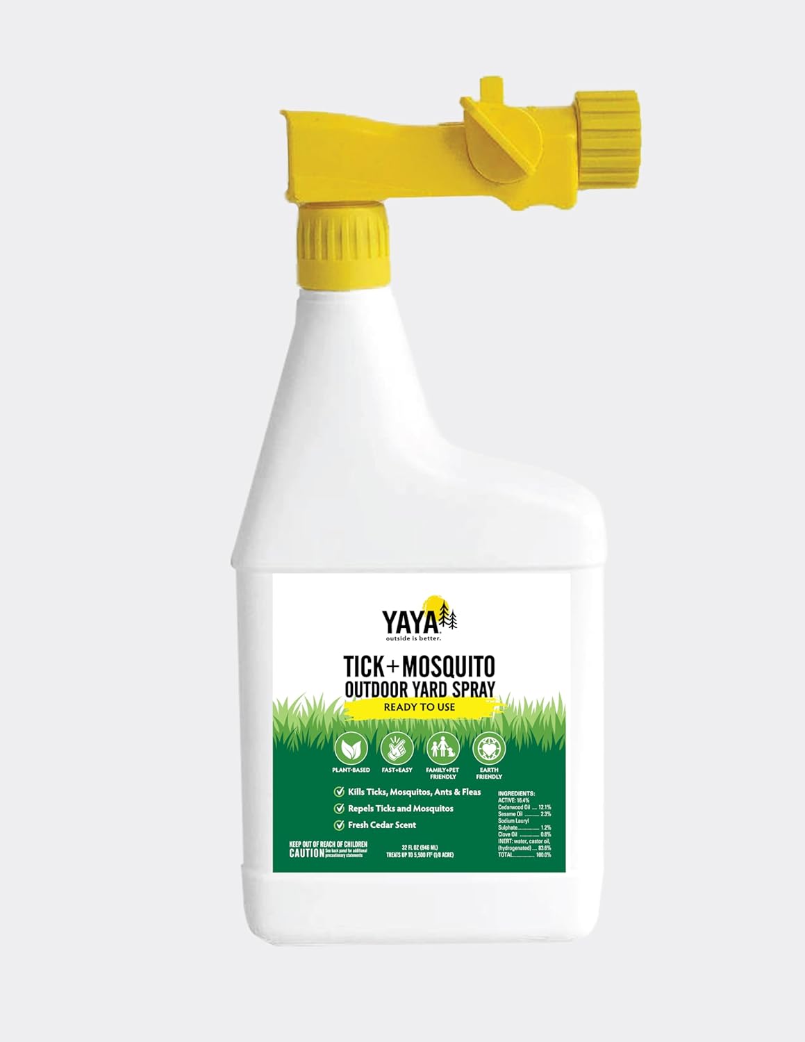 Ready-to-Use Tick + Mosquito Outdoor Yard Spray – Made with Essential Oils, Plant-Derived, Easy