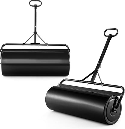 Goplus Lawn Roller, Push/Tow Behind Lawn Roller, 30 Gallon/113L Water Sand Filled Sod Roller Drum