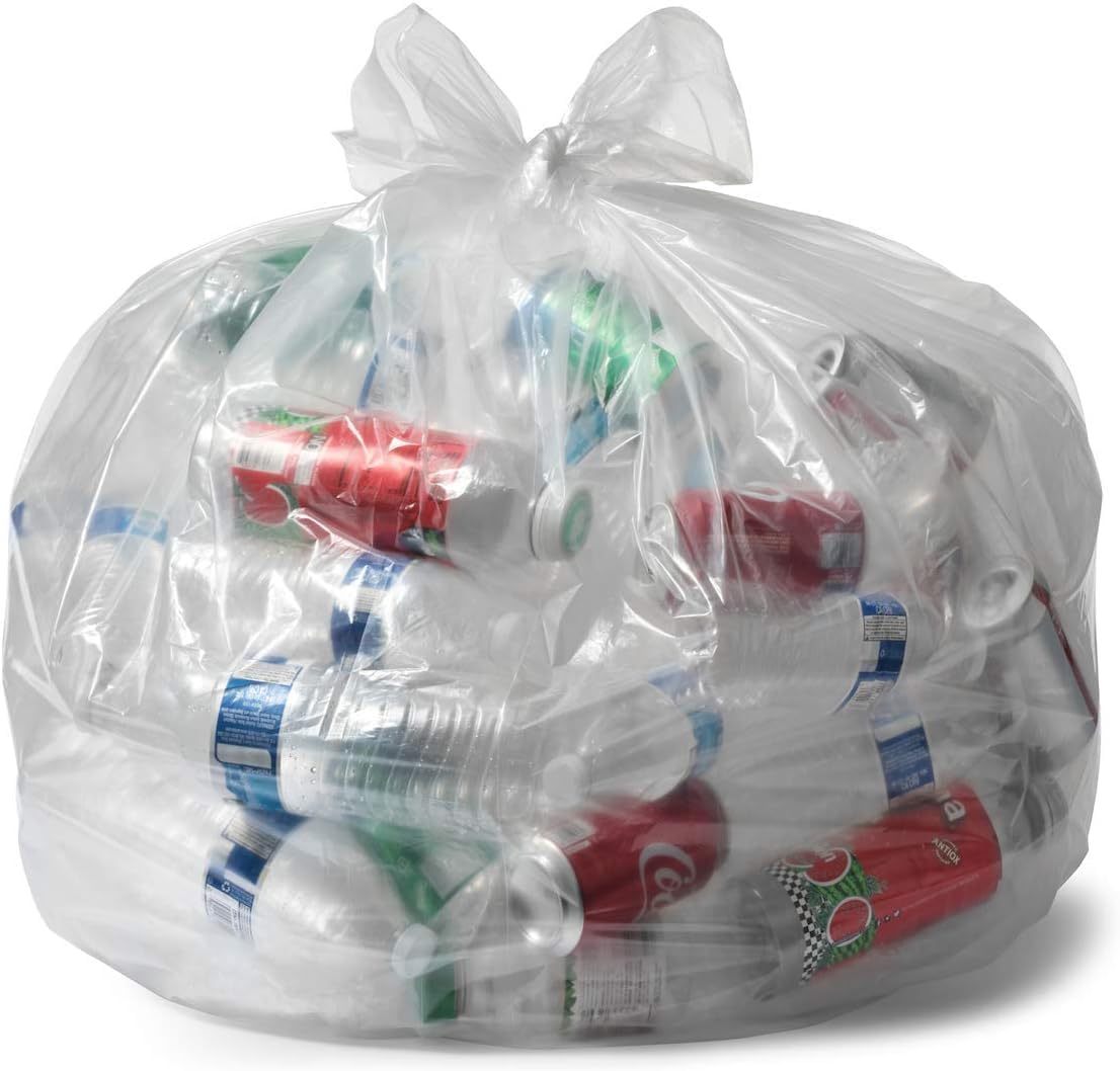 Aluf Plastics 55-60 Gallon 1.5 MIL Clear Garbage Bags - 38" x 58" - Pack of 200 - For Contractor