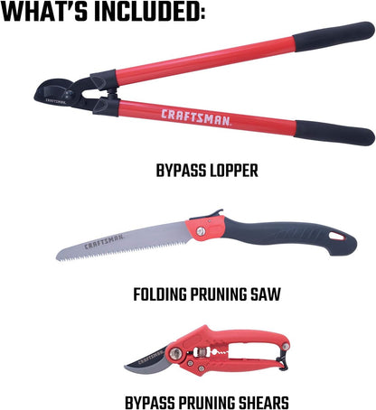 CRAFTSMAN CMXMKIT0170 Tree & Shrub Pruning Set with Bypass Pruning Shears, Bypass Lopper and