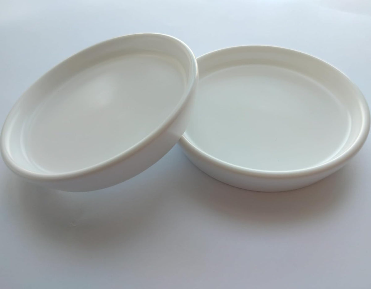 2 Pack Ceramic Plant Saucer 4 Inch, Heavy Duty Plant Pot Tray for Indoor & Outdoor, Glazed Ceramic