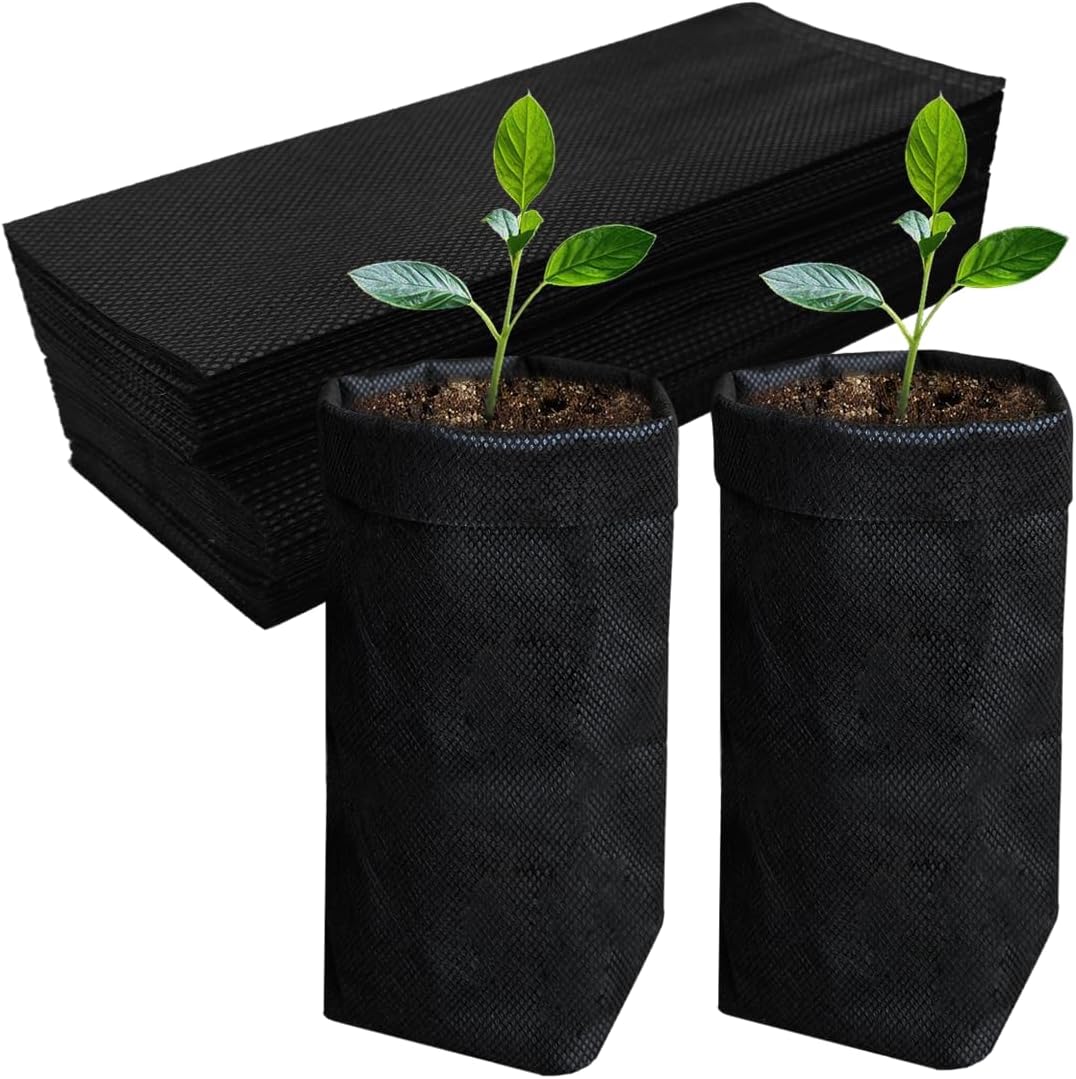 Belit 100 Pcs 10.2" H Deep Nursery Grow Bags, Non-Woven Plants Pots Container for Starting Rooted