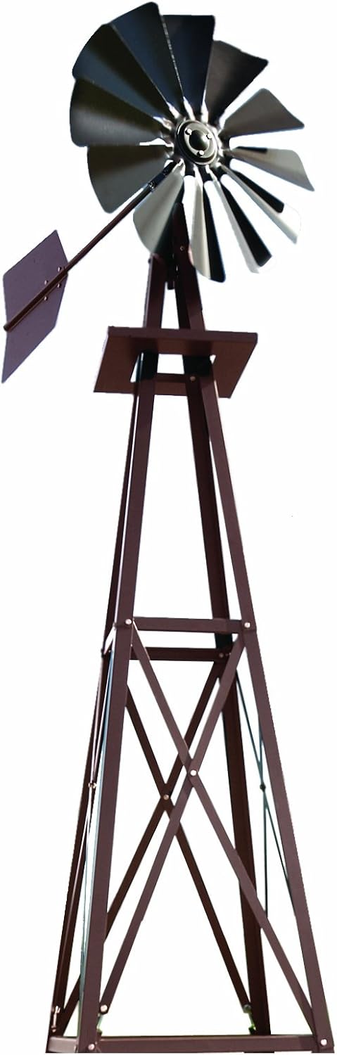 Outdoor Water Solutions Decorative Backyard Windmill – Bronze Finish – Durable Weather-Resistant