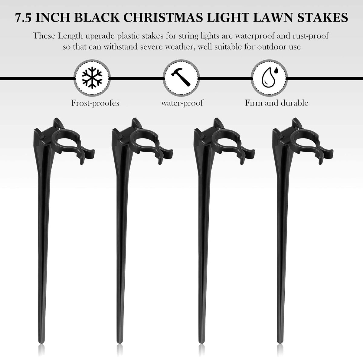 Jetec 400 Pieces Christmas Light Stakes Universal Yard Lawn Holiday 7.5 Inches Light Ground Stakes