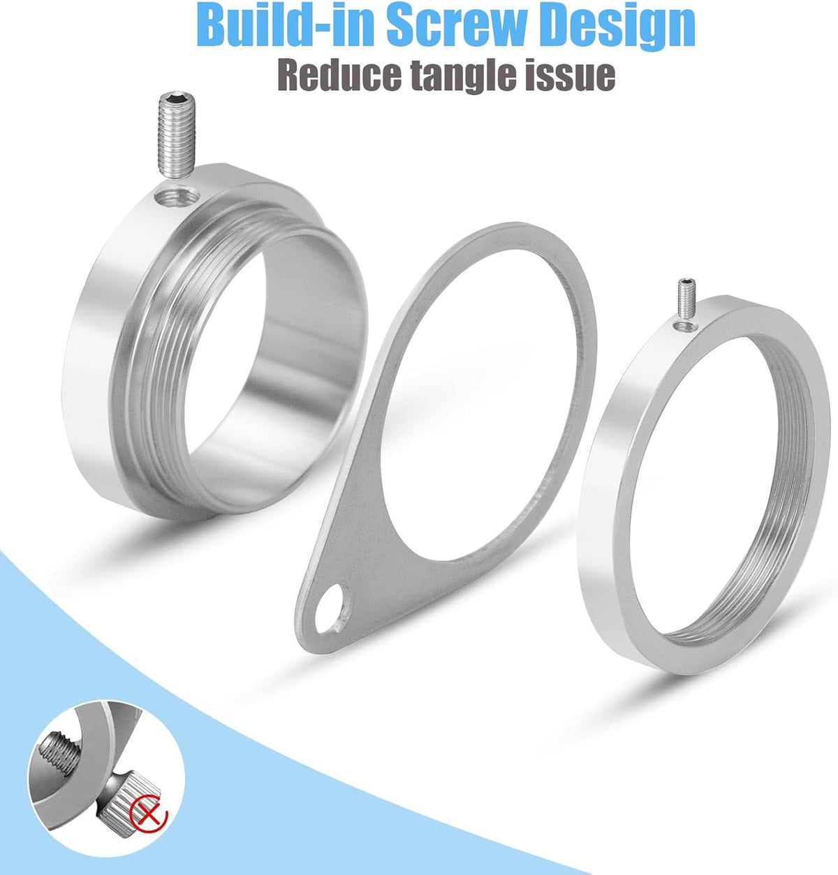 1.25" Flag Pole Rings, 2 Pcs Aluminum Alloy Spinning Flag Pole Ring Clips Swivels, 360° Rotating