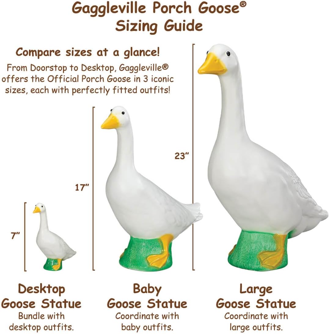 Fox Valley Traders Gaggleville Goose Pumpkin Bundle, Includes One Large 23" White Goose, One Baby