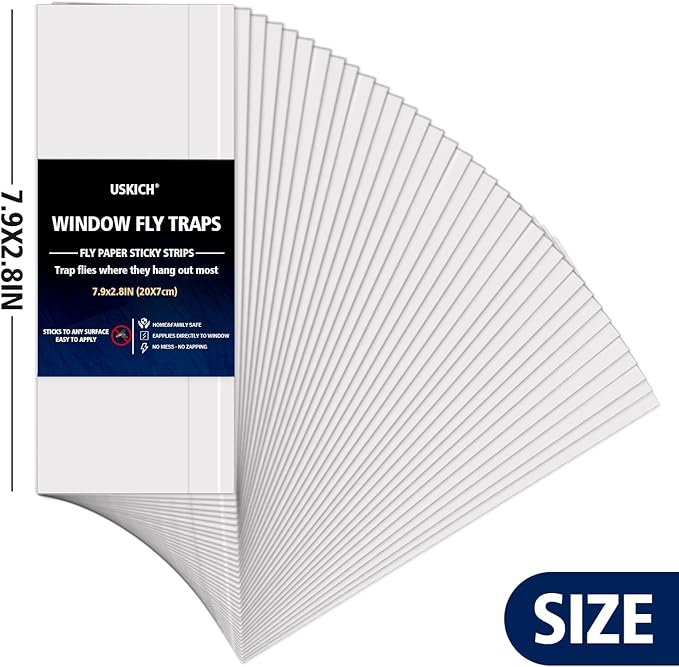 80 Pack Window Fly Traps Sticky,Clear Fly Paper Indoor for Home,Window Sticky Traps Fruit and
