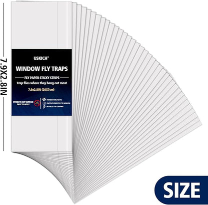 80 Pack Window Fly Traps Sticky,Clear Fly Paper Indoor for Home,Window Sticky Traps Fruit and