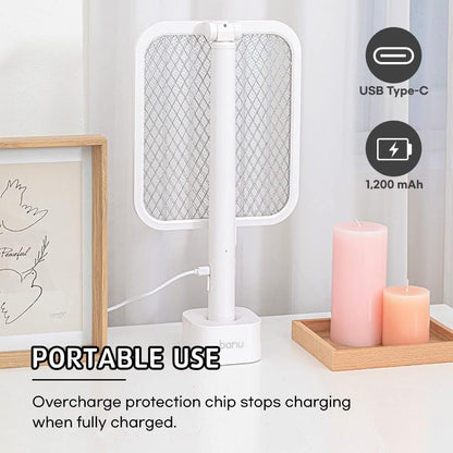 BANU Electric Fly Swatter Bug Zapper Racket, 180-Degree Folding, Adjustable 2-in-1 Mosquito Killer