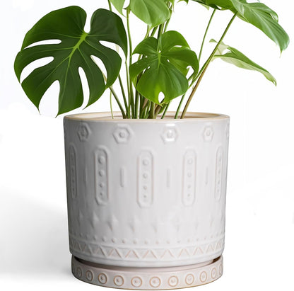 Ceramic Planter Pot - 10 Inch Plant Pot for Indoor Outdoor Plants Round Large Flower Pot with