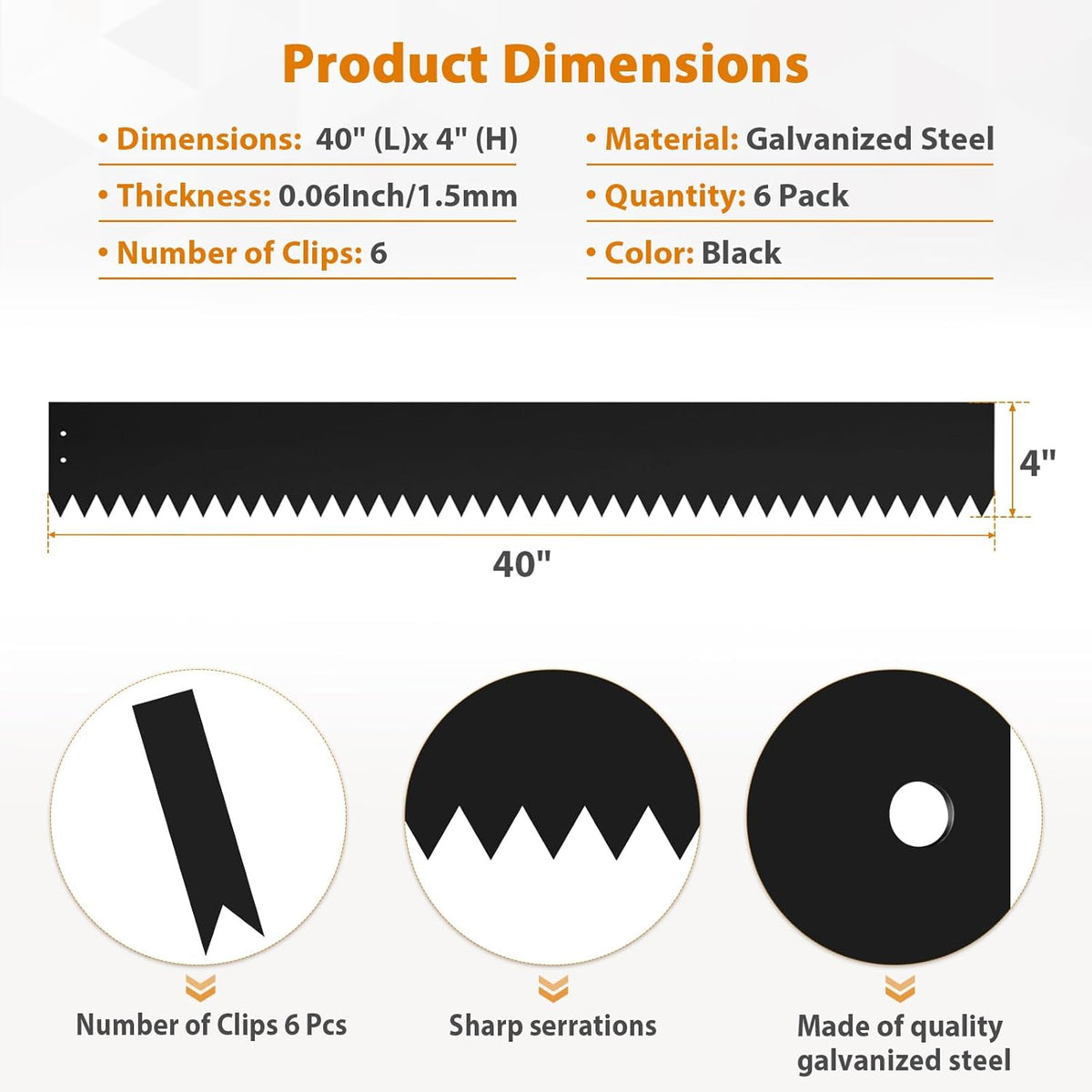 Steel Landscape Edging 40 Inch Strips, Steel Edging 4 Inch Depth, 6 Pack Hammer in Landscape