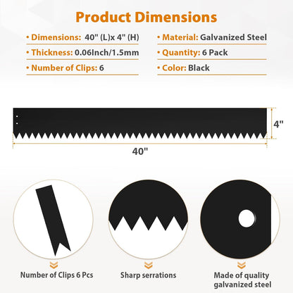 Steel Landscape Edging 40 Inch Strips, Steel Edging 4 Inch Depth, 6 Pack Hammer in Landscape
