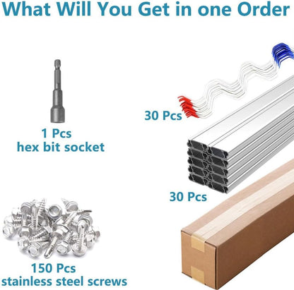 Greenhouse Spring Wire & Lock Channel 6.6 ft - PVC Coated Spring Wire & Aluminum U-Channel Bundle