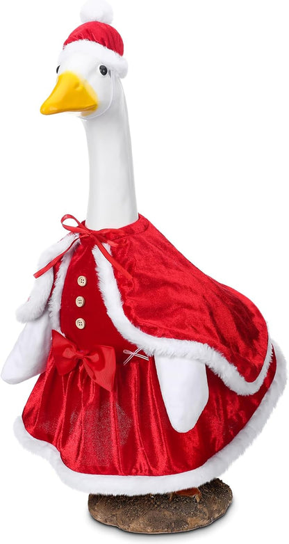 Christmas Mrs. Claus Goose Outfit Dresses Clothes for 23" High Cement or Plastic Goose Lawn