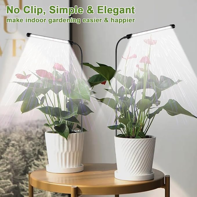 Grow Light 2 Pack, 6000K Full Spectrum Gooseneck Growing Lamp for Indoor Pot Plants