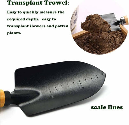 3 Pieces Garden Tools Set-Garden Rake Trowel, Gardening Tools with Wood Handle,Iron Crafts