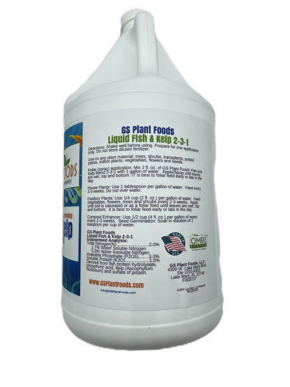 GS Plant Foods Liquid Fish & Kelp Fertilizer (1 Gallon) – Organic Material Review Institute Listed