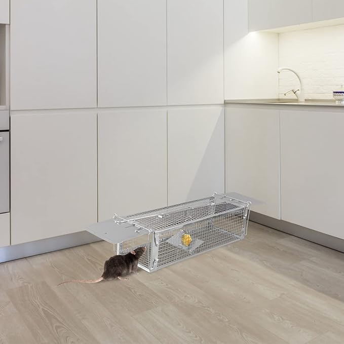 Moclever Humane Live Rat Trap – Dual-Door Rodent Cage with High-Sensitivity Gravity Pedal