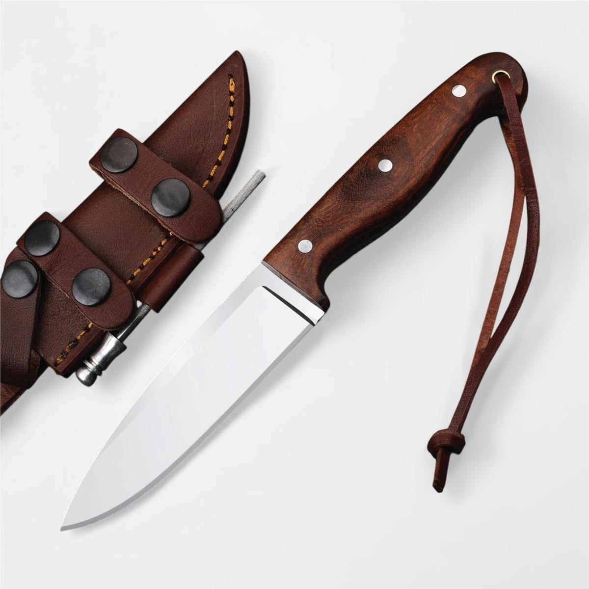 H & H BLADES Handmade D2 Steel Skinning Knife With Leather Sheath-10 Fixed Blade Hunting Knife Best