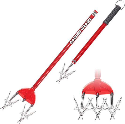 Garden Weasel Rotary Cultivator & Hand Tiller - 2-in-1 | Aerate, Weed, Cultivate, Plant, Reseed |