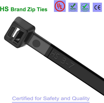 HS Extra Long Heavy Duty Zip Tie Straps (50 Pack) Thick 0.35 Inch Plastic Duct Zip Ties Heavy Duty