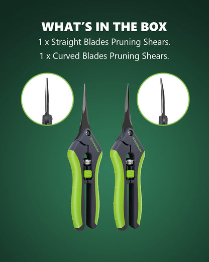 2pcs 6.5" Pruning Shears for Gardening, Ultra Sharp Garden Scissors for Precise Cuts, Stainless
