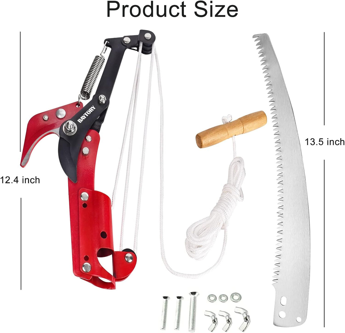 BAYTORY Extendable Tree Pruner Saw Head Without Pole, High-Altitude Branches Trimmer Pruning
