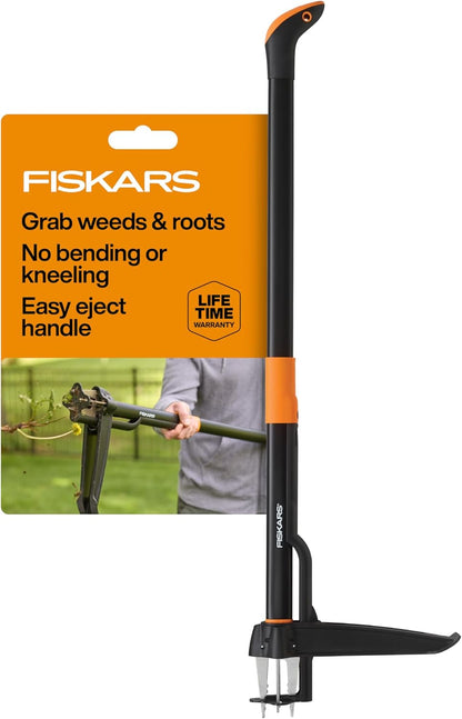 Fiskars 4-Claw Stand Up Weed Puller Tool, Gardening Hand Weeding Tool with 39" Long Ergonomic