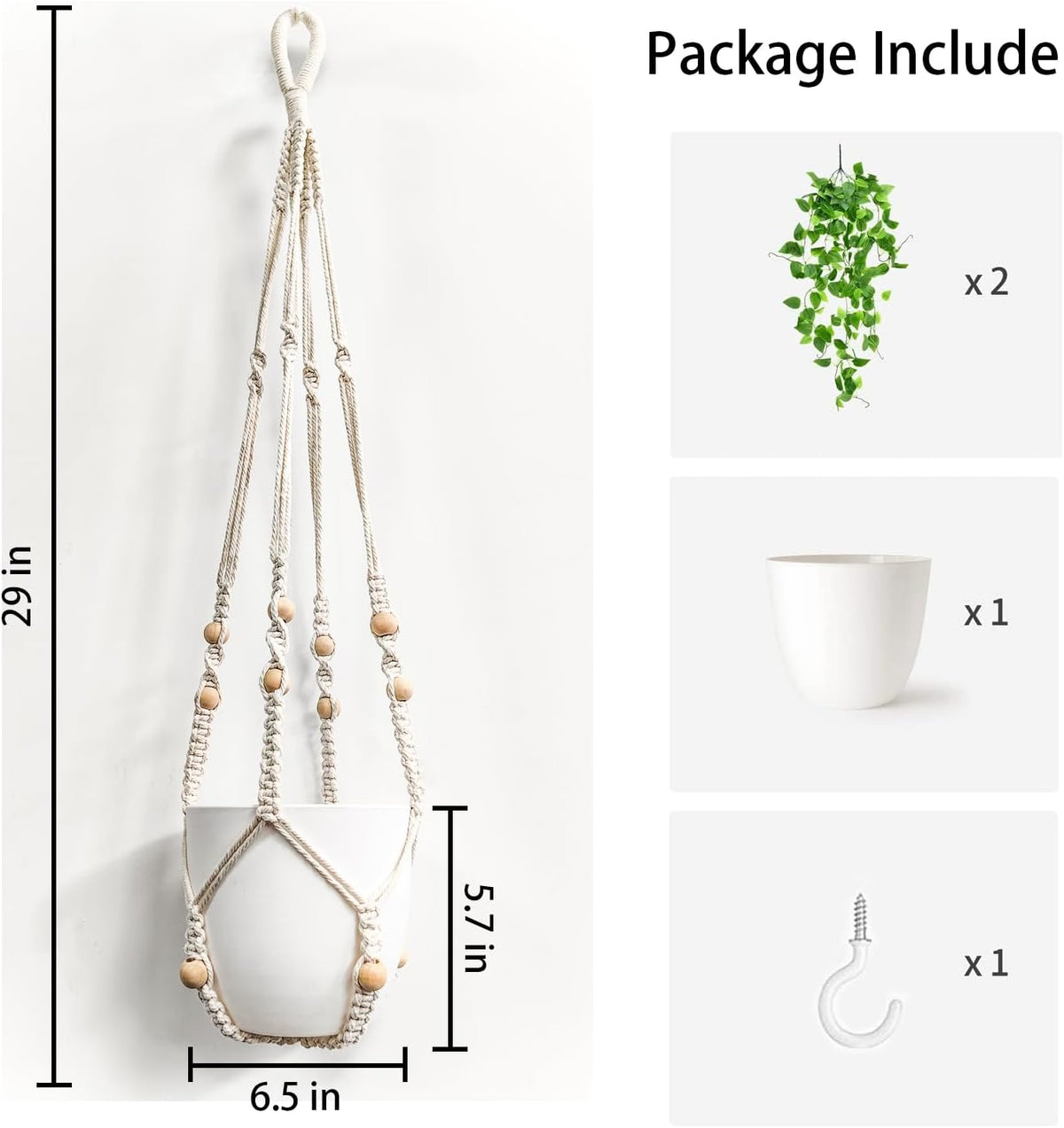 Fake Hanging Plants Artificial Plants for Home Decor Macrame Plant Hanger with Fake Vines Faux