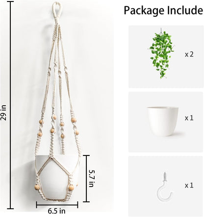 Fake Hanging Plants Artificial Plants for Home Decor Macrame Plant Hanger with Fake Vines Faux