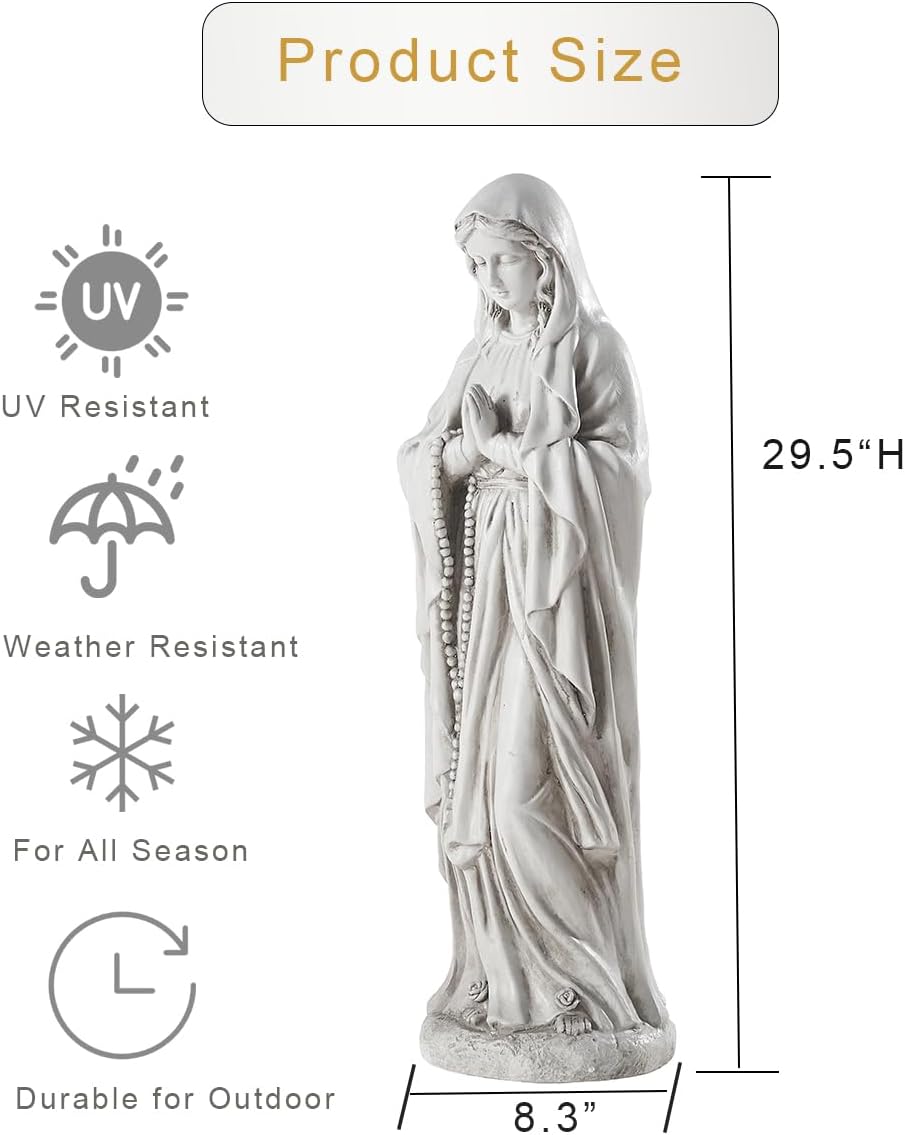 Outdoor Virgin Mary Statue, Large Garden Sculptures for Outside, Tall Praying Mother Religious