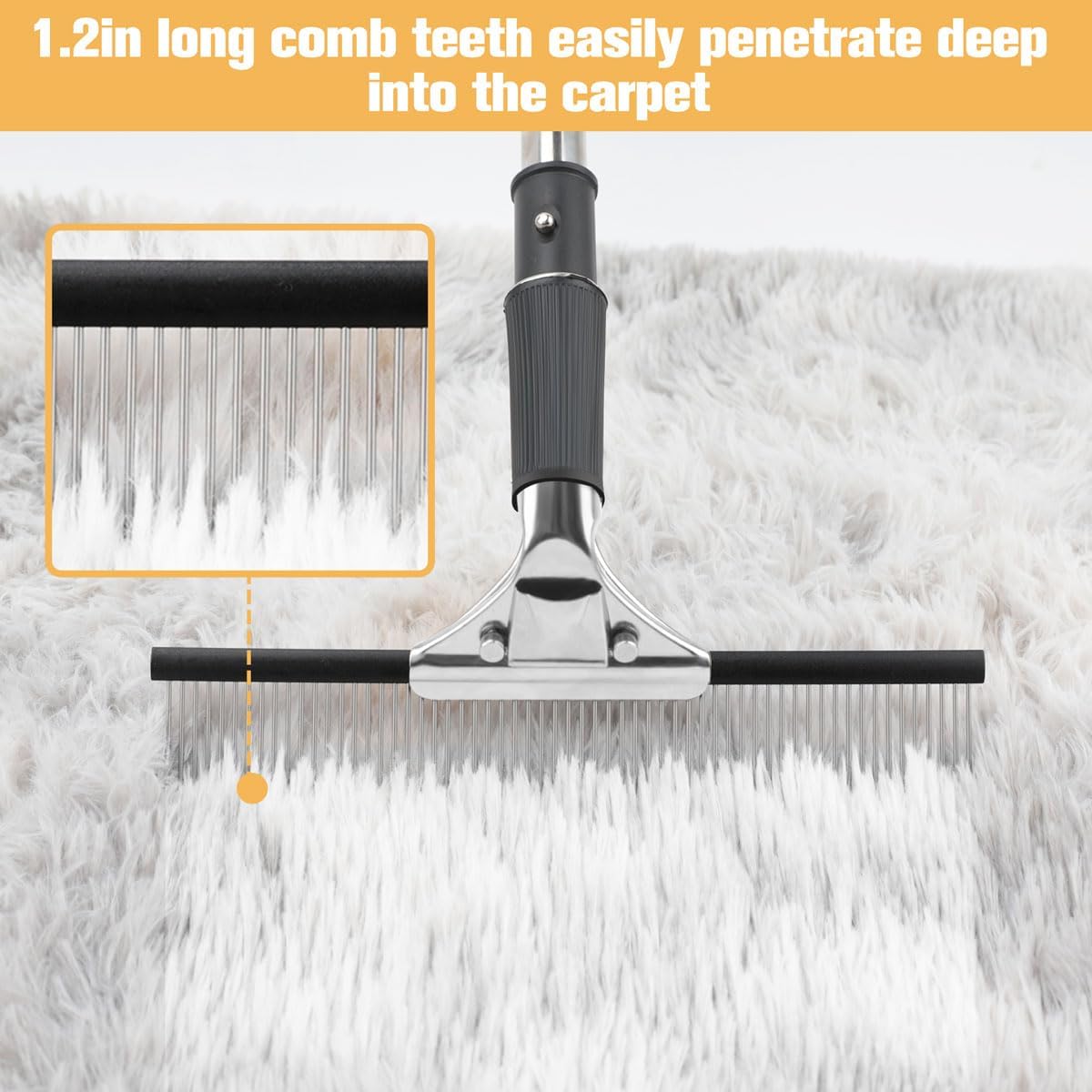 Big Carpet Rake with Long Handle, Making Carpets Fluffy Again, Clean Hair, Let Carpet Restore