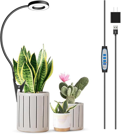 Clip on Grow Light, 6000K Halo Plant Lights for Growing Small Plants, LED Full Spectrum Grow Lamp
