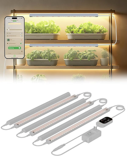 Smart Grow Light for Indoor Plants,3500K Full Spectrum LED Plant Light Strips with 3/9/12H Auto