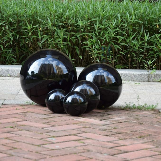 14 inch Diameter Black Gazing Ball,Black Stainless Steel Polished Reflective Smooth Garden Sphere