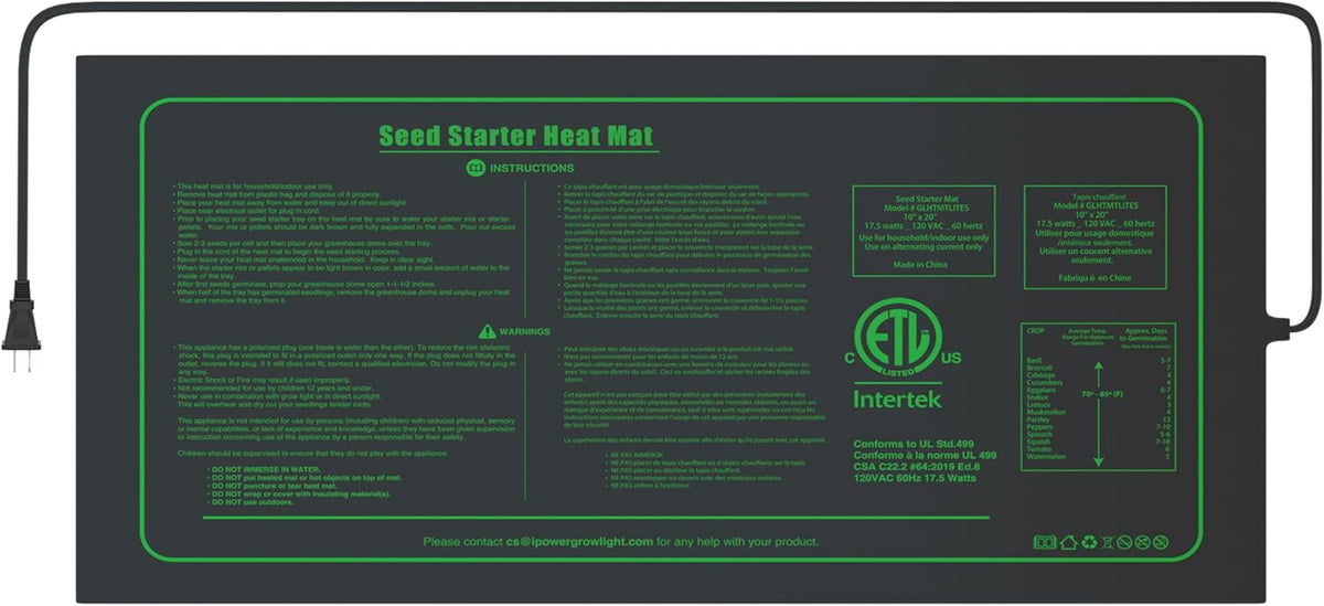 iPower Seedling Heat Mat Waterproof Durable Germination Station Warm Hydroponic Pad for Indoor Home