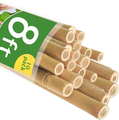 Bamboo Stakes 8FT, 8 Feet Natural Bamboo Plants Stakes, 1" D Thicker Heavy Duty Garden Stakes 10