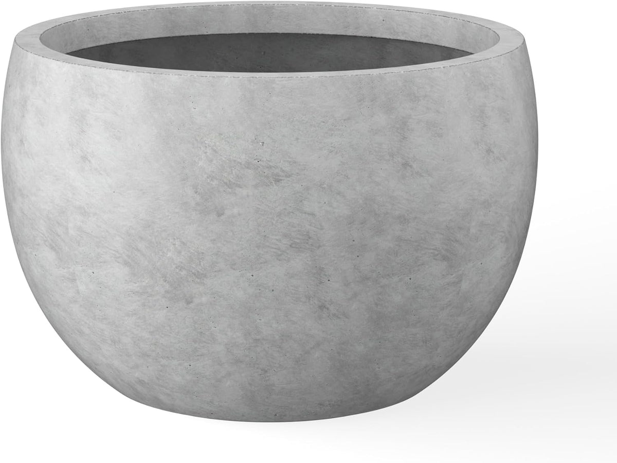 Kante 19.9" Dia Round Concrete Planter, Outdoor/Indoor Large Bowl Plant Pots with Drainage Hole and