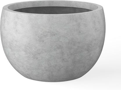 Kante 19.9" Dia Round Concrete Planter, Outdoor/Indoor Large Bowl Plant Pots with Drainage Hole and