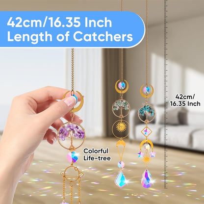 6 PCS Crystal Suncatchers for Window Hanging, Sun Catchers Indoor Window Garden Hanging with