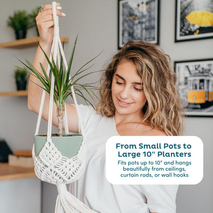 Nook Theory 4-Pack Macrame Plant Hangers with 8 Hooks - Hanging Planters for Indoor Plants, Boho