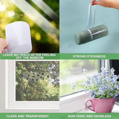 80 Pack Window Fly Traps Sticky,Clear Fly Paper Indoor for Home,Window Sticky Traps Fruit and