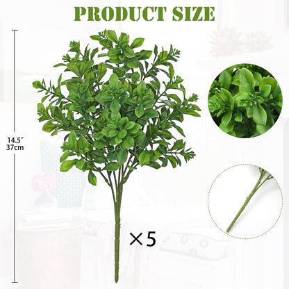 Artificial 5Pcs Faux Seeded Eucalyptus Leaves Stems Fake Plants Sharp UV Resistant Faux Plastic