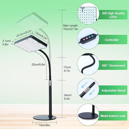 25W Table Top Grow Lights for Indoor Plants, Seed Starting, Bonsai with Timer Auto On/Off, 2500