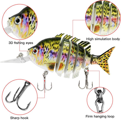 Fishing Lures for Bass Trout Topwater Multi Jointed Swimbaits Slow Sinking Bionic Swimming Lures